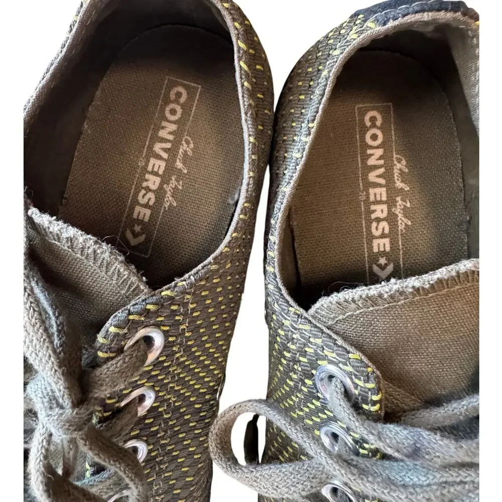 Converse Chuck Taylor All Star Sample Green Woven Low Top Sneakers M-9 W-11 - Picture 3 of 10